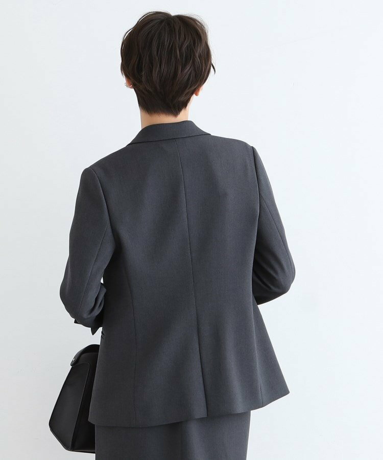 【定番スーツ/洗える/メランジ】ウールライクテーラードジャケット